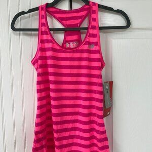 New Balance Athletic Tank Top - Hot Pink Striped Running Workout Top - XS - NEW